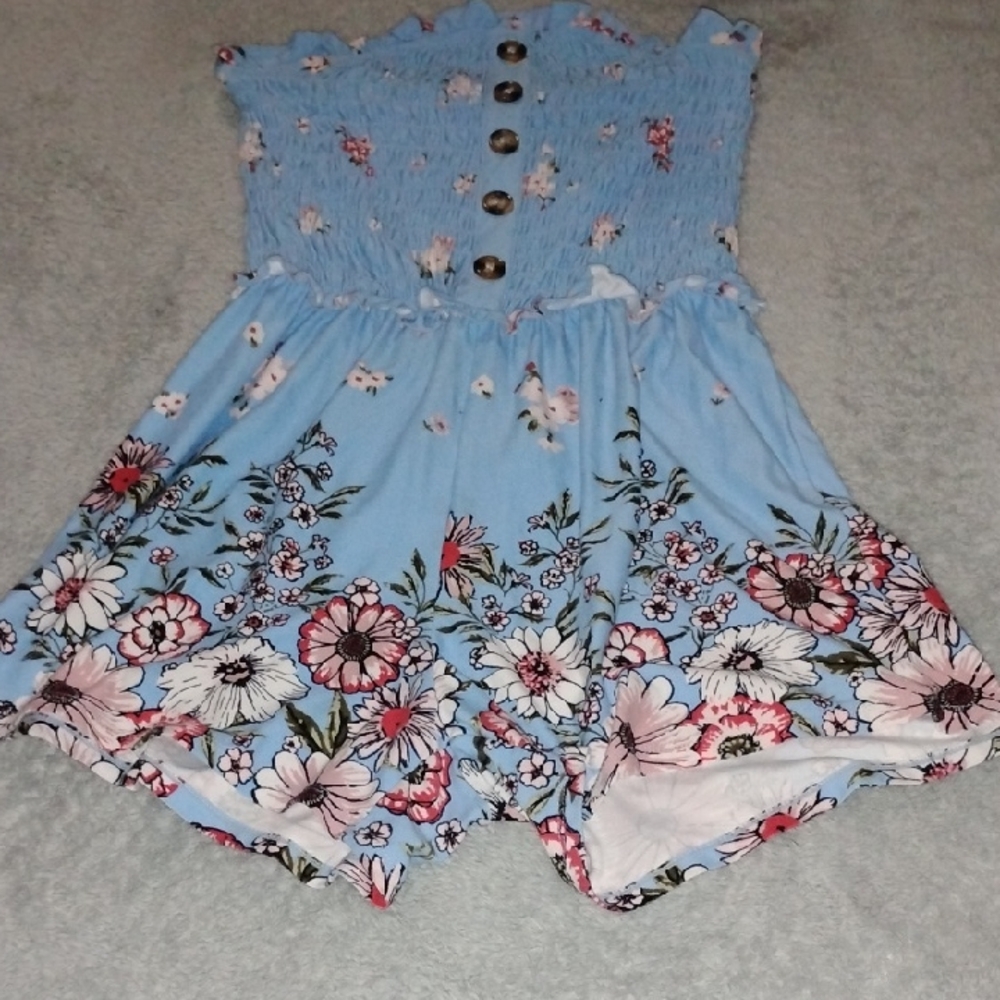 Floral Blue Romper